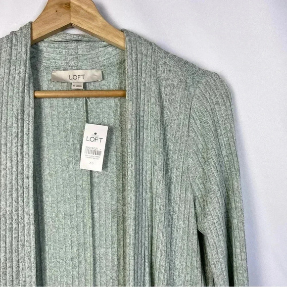 Ann Taylor LOFT Mint Green Ribbed Pocket Duster Cardigan Sweater XS - Picture 6 of 8